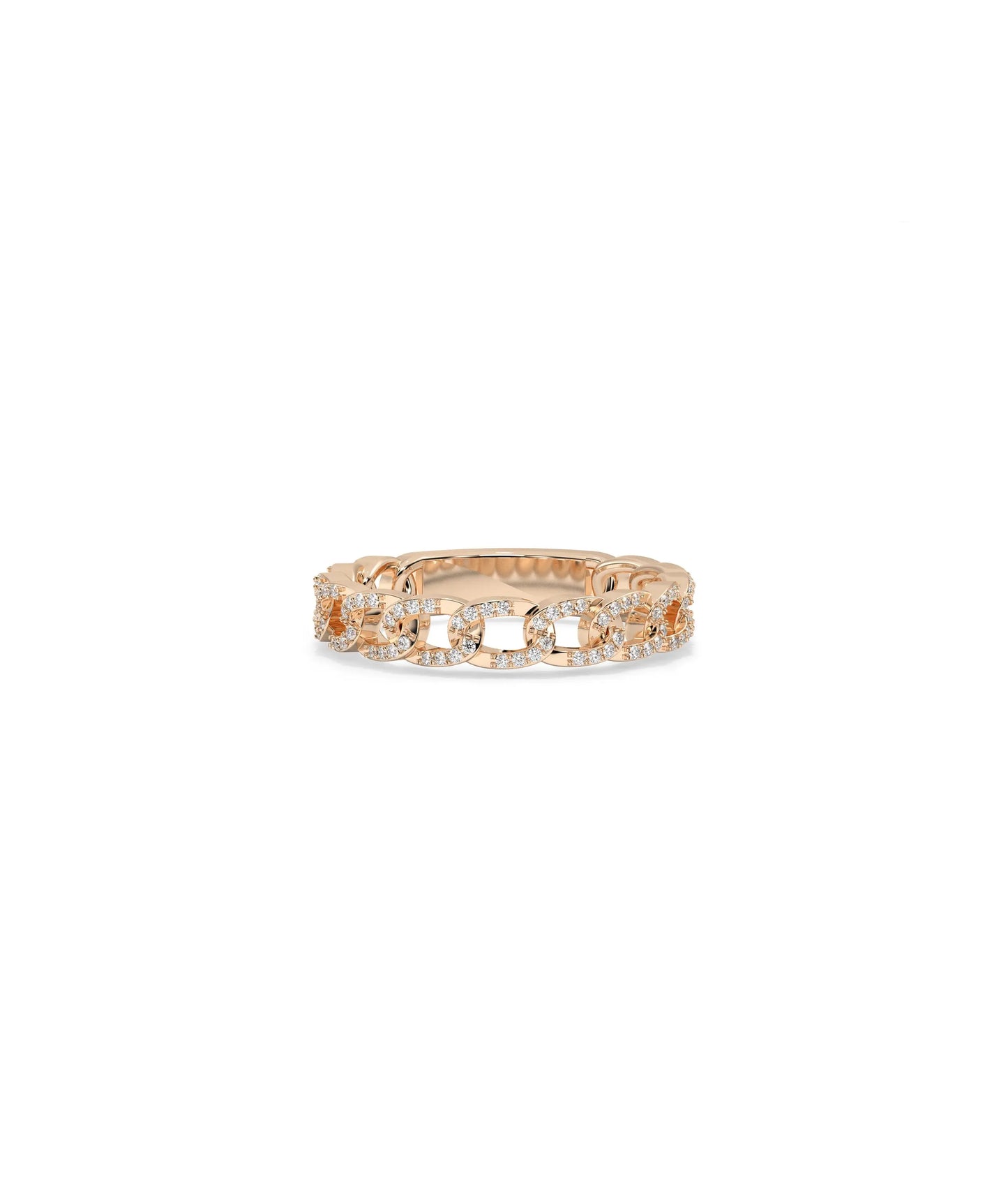Rose gold Diamond Curb Link Ring with urban-inspired curb link and diamond accents