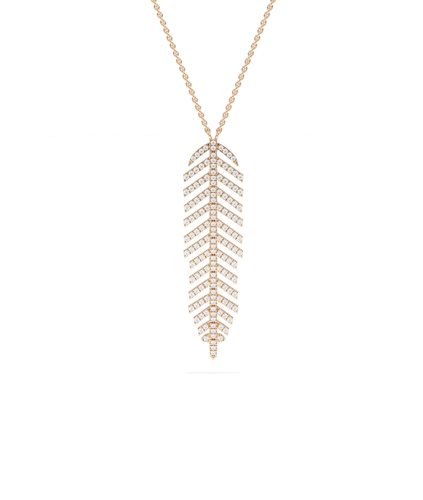 Rose gold Diamond Feather Charm featuring dramatic sparkle