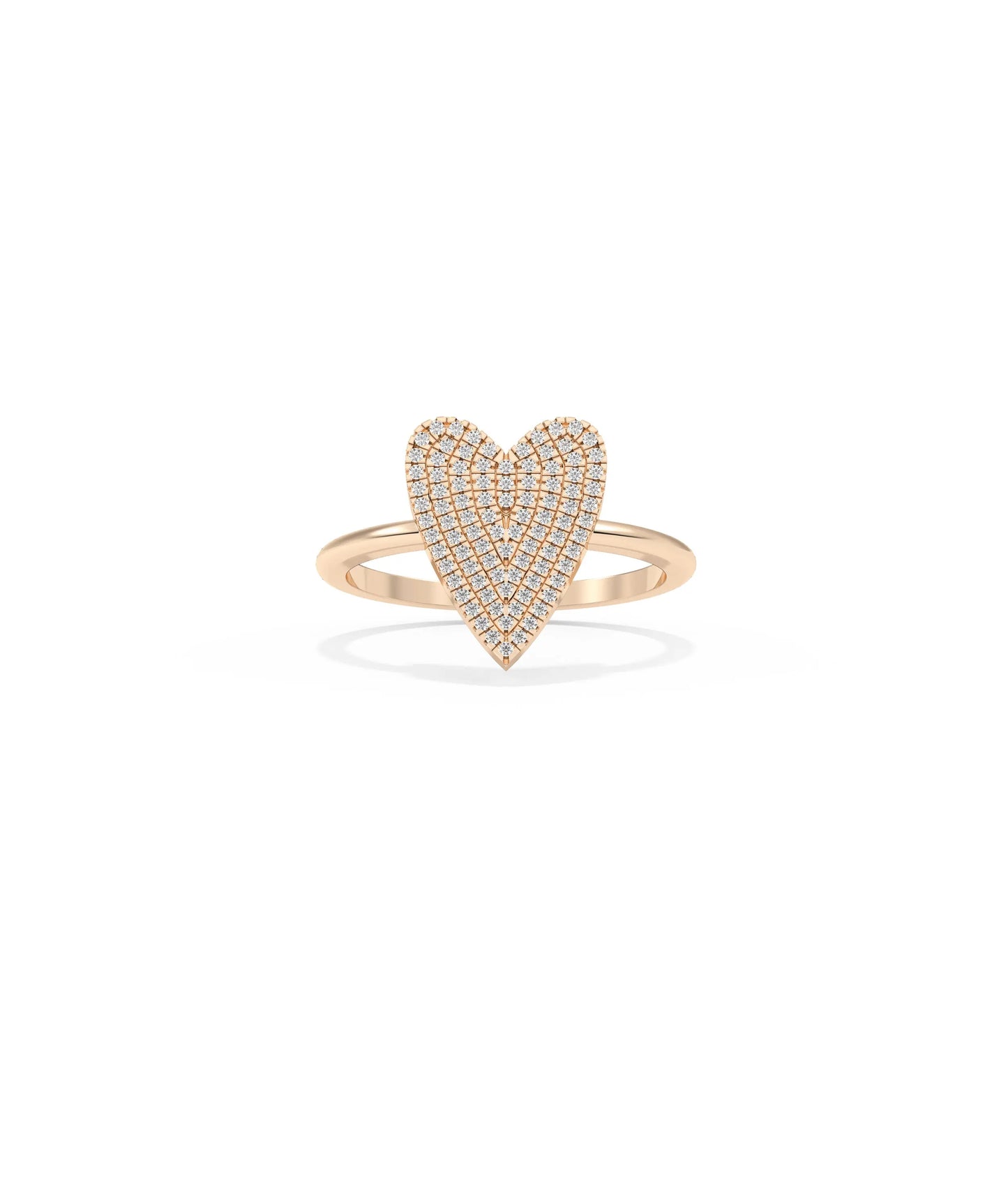 Rose gold Diamond Pave Heart Shape Ring with luxurious romantic heart and diamonds