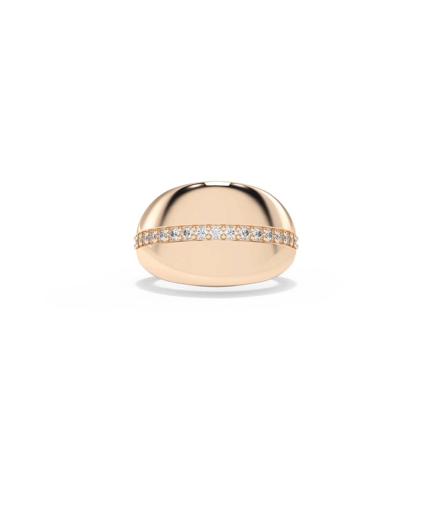 Rose gold Diamond Line Dome Band Ring with bold domed band and diamond sparkle