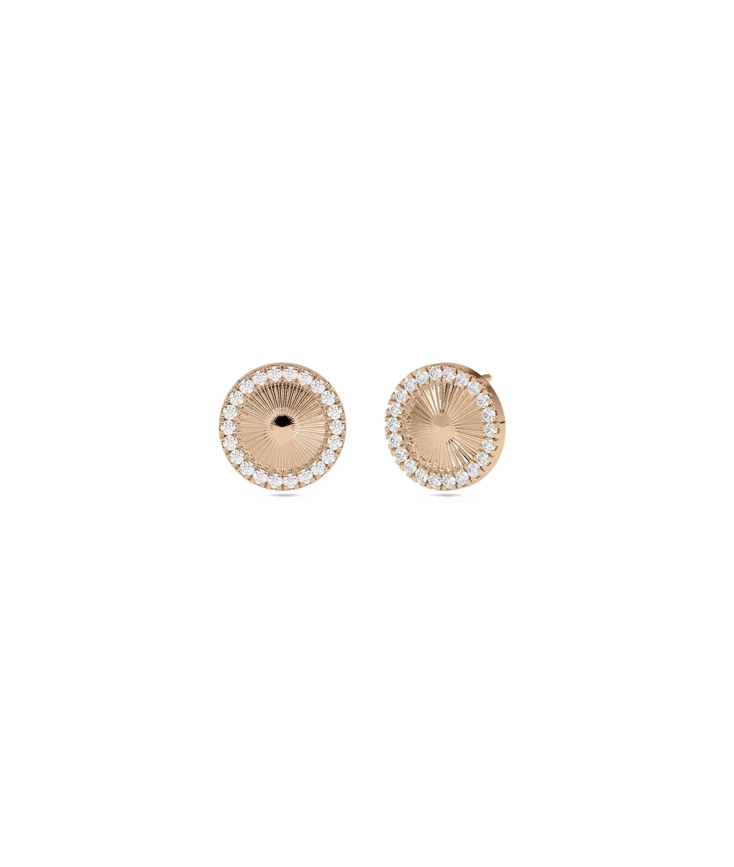 Diamond Halo Disc Stud Earring - 79e | Everyday 14K Gold Jewelry