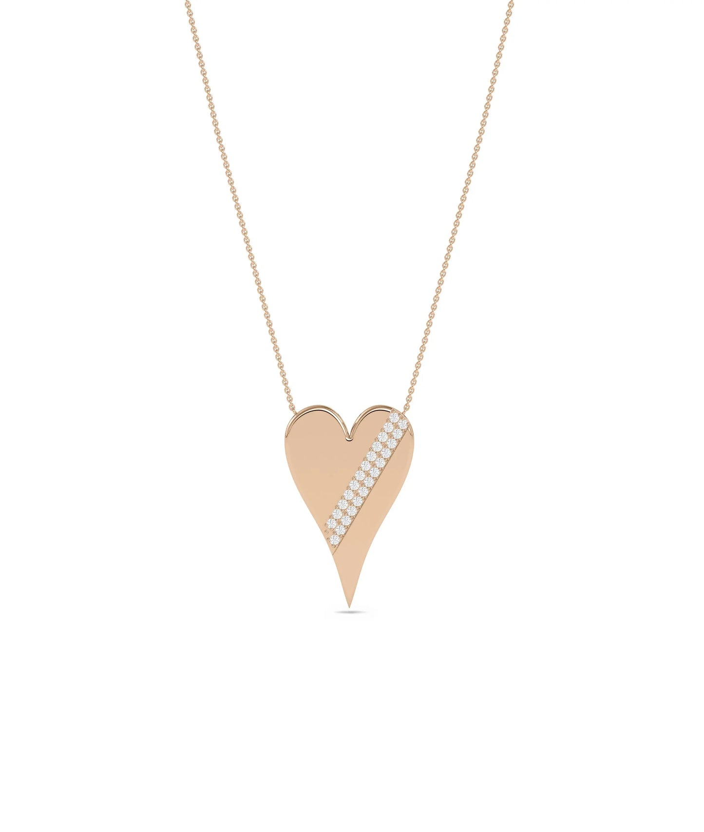 2 Row Diamond Heart Necklace in rose gold romantic warmth