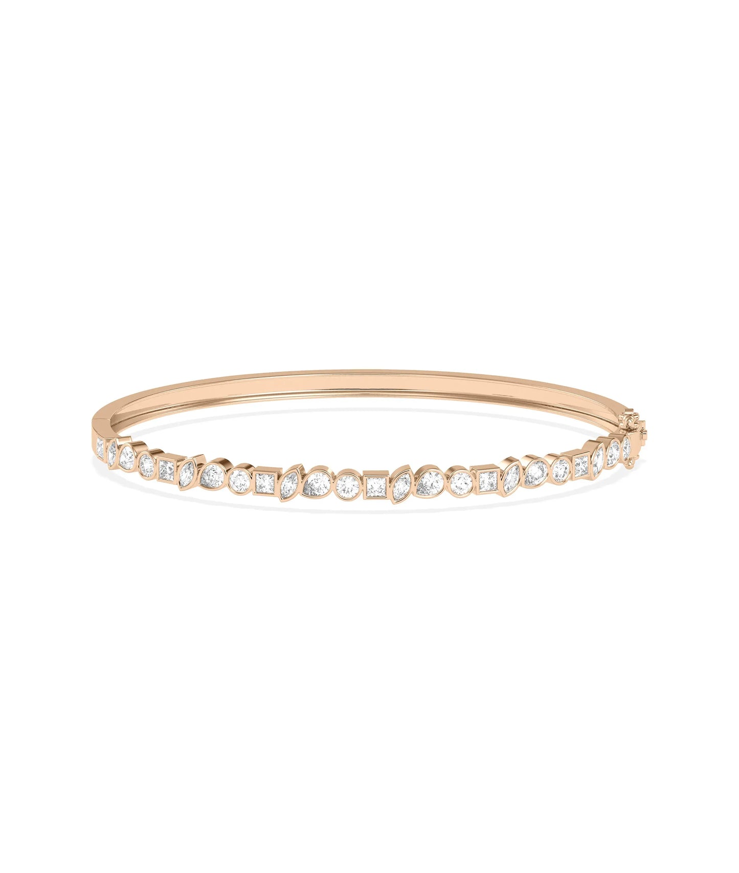 Multi Shape Diamond Straight Line Bangle - 79e | Everyday 14K Gold Jewelry