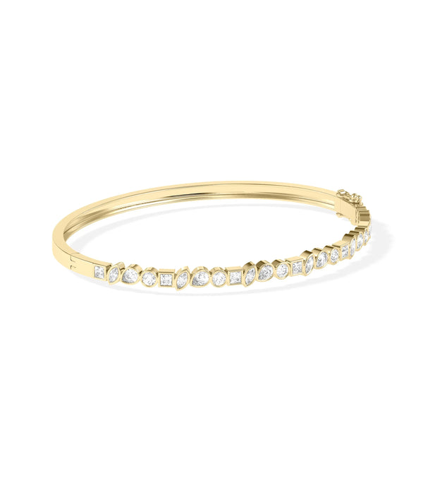 Multi Shape Diamond Straight Line Bangle - 79e | Everyday 14K Gold Jewelry alternate view