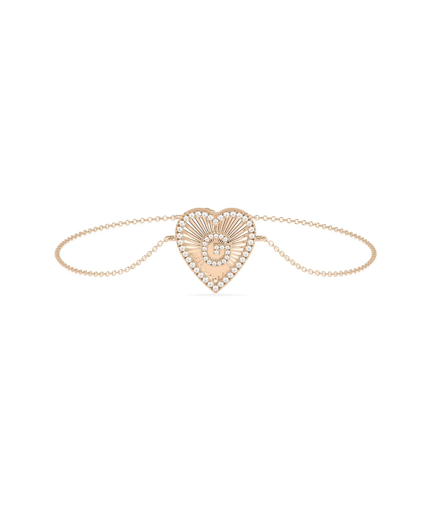 Diamond Heart Shape Initial Bracelet - 79e | Everyday 14K Gold Jewelry