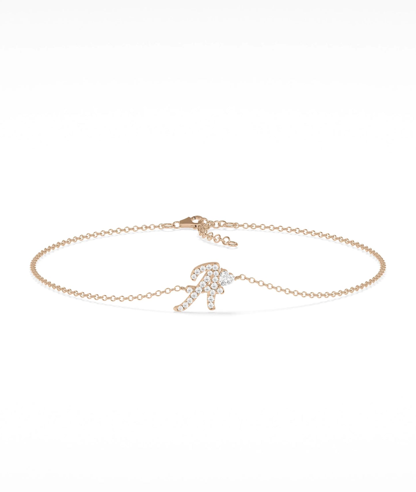 Diamond Initial with Solitaire Bracelet - 79e | Everyday 14K Gold Jewelry