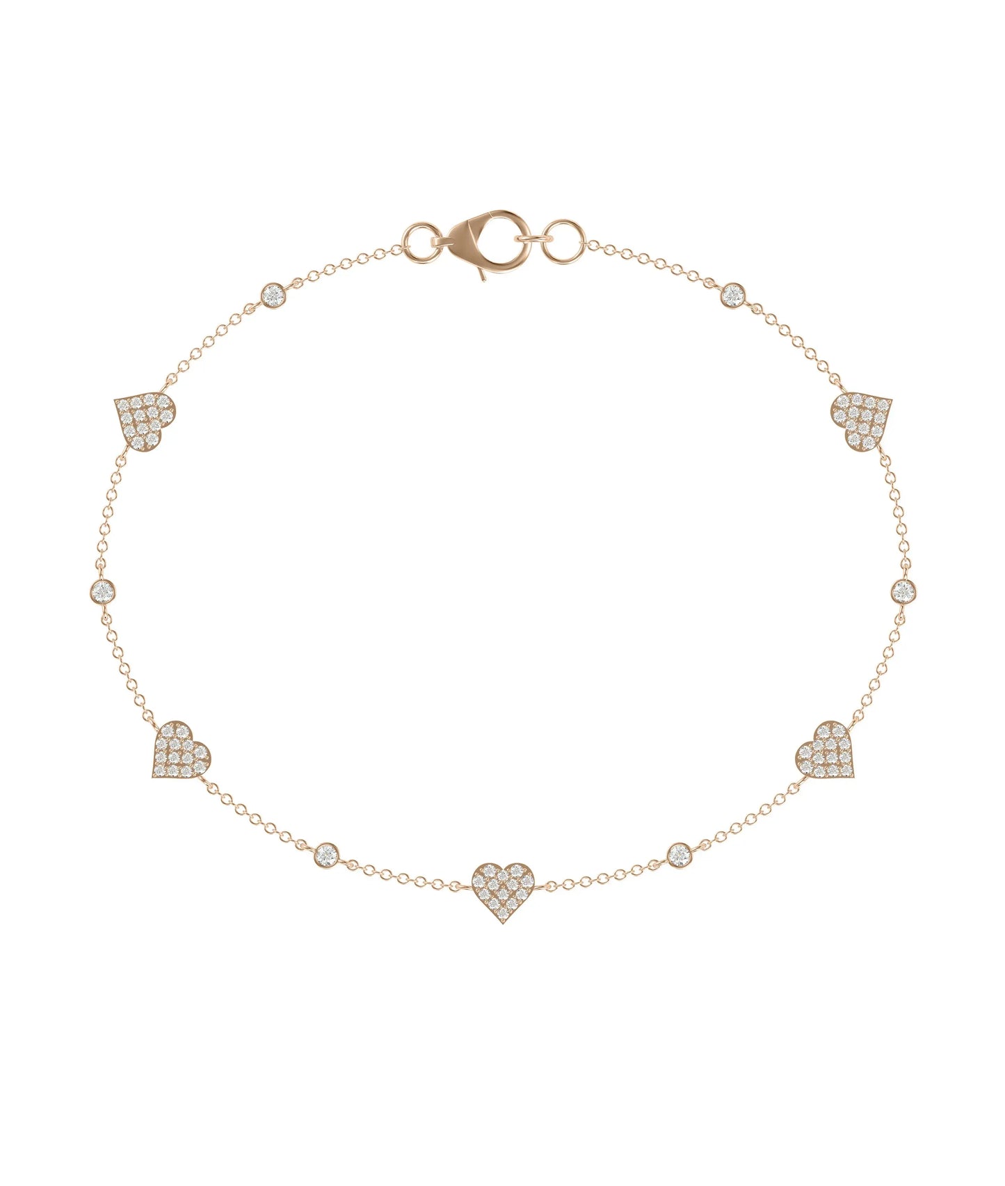 Diamond Pave and Solitiare Station Bracelet - 79e | Everyday 14K Gold Jewelry