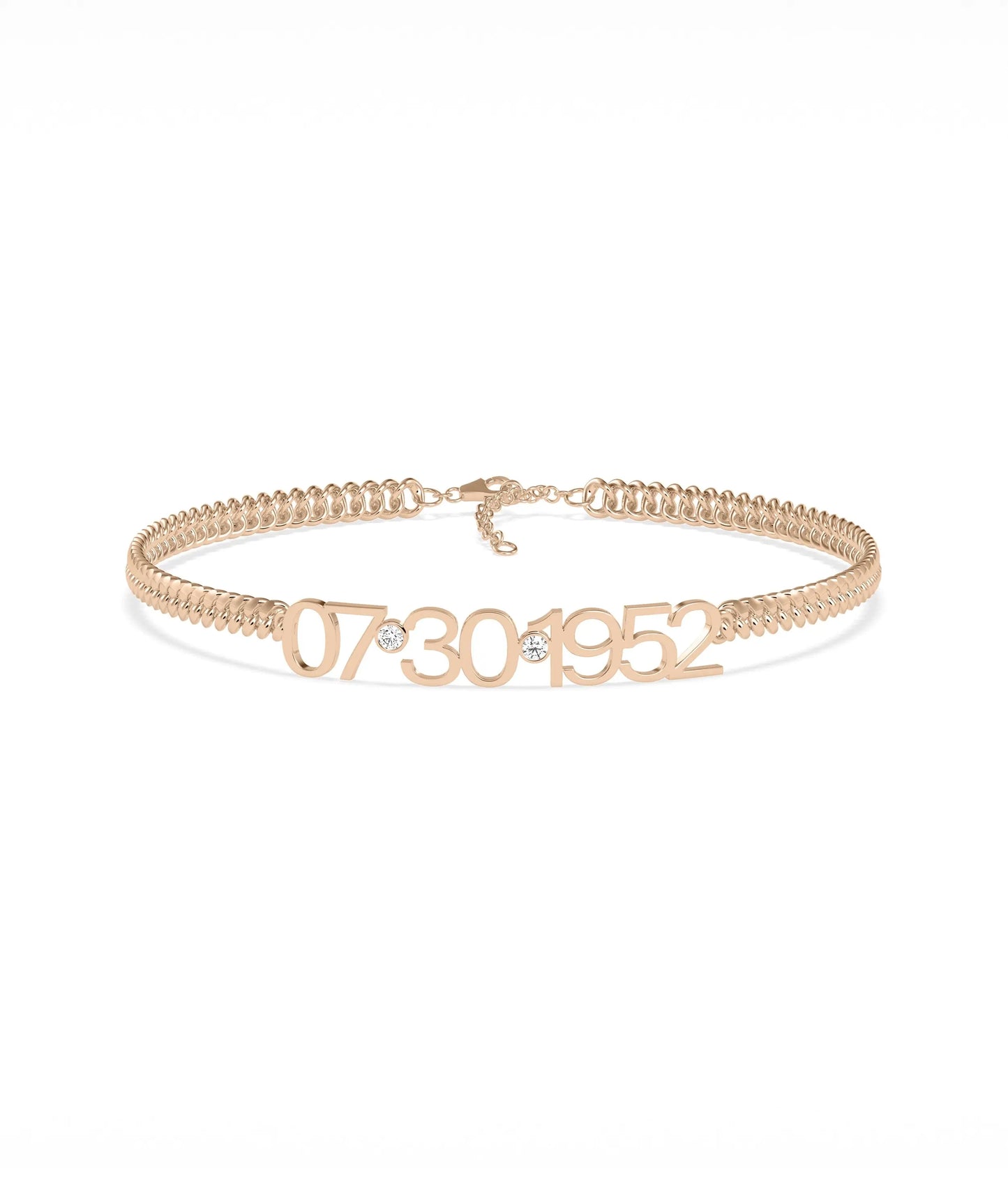Custom Diamond Date Curb Link Bracelet - 79e | Everyday 14K Gold Jewelry