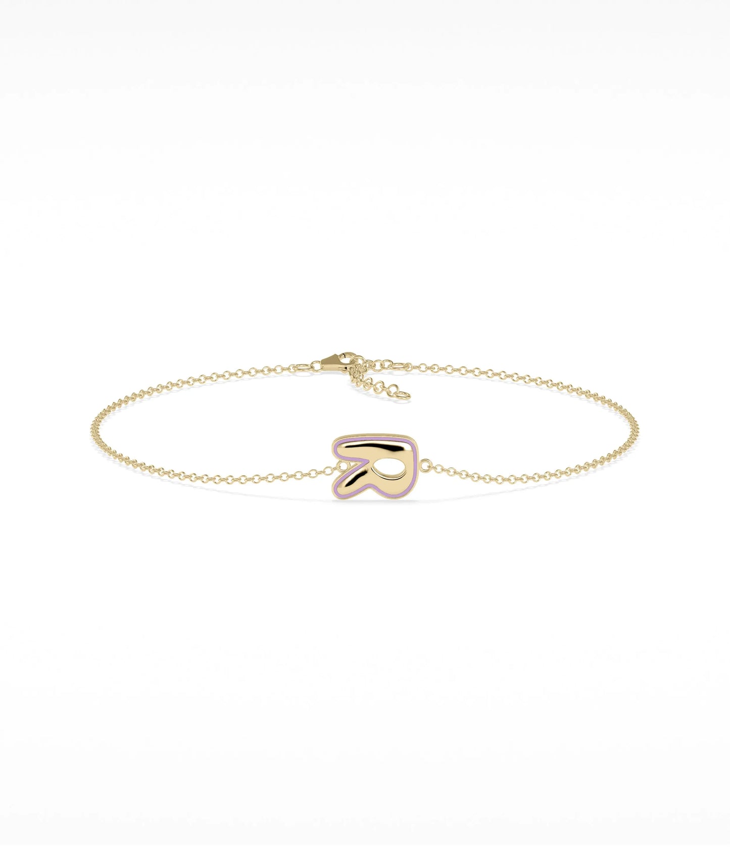 Enamel Outline Initial Bracelet - 79e | Everyday 14K Gold Jewelry
