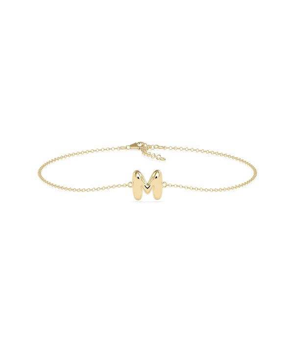 Bubble Initial Cable Chain Bracelet - 79e | Everyday 14K Gold Jewelry
