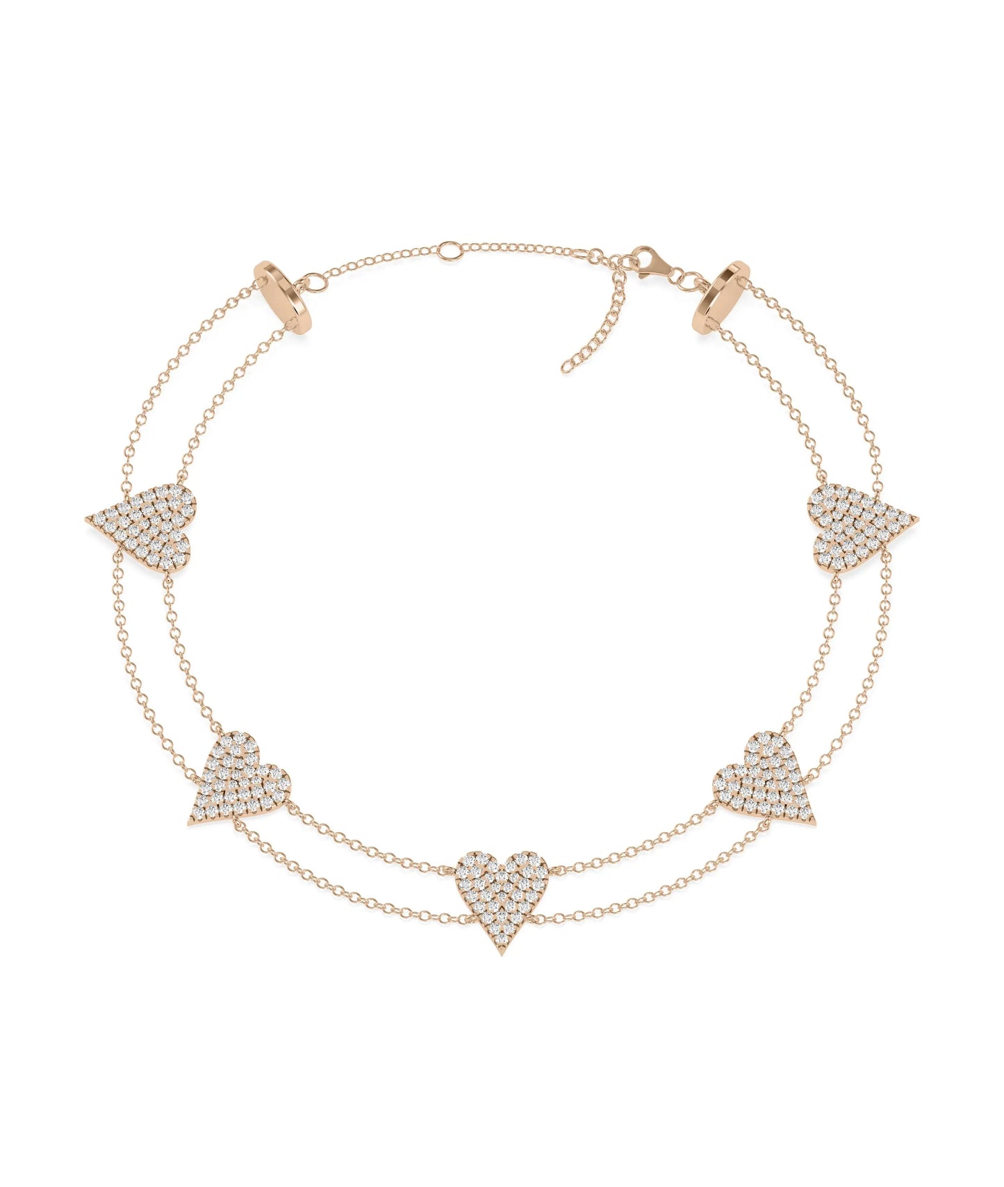 Diamond Heart Pave with 2 Row Cable Chain Bracelet - 79e | Everyday 14K Gold Jewelry