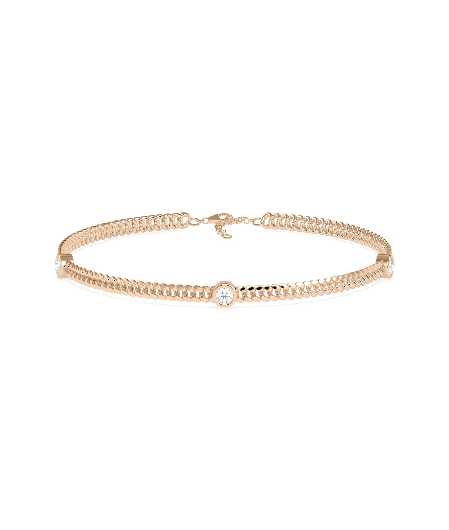 Curb Link Diamond Station Bracelet - 79e | Everyday 14K Gold Jewelry