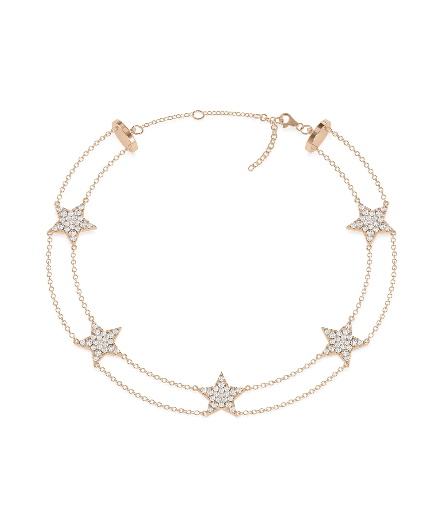 Diamond Star Pave with 2 Row Cable Chain Bracelet - 79e | Everyday 14K Gold Jewelry