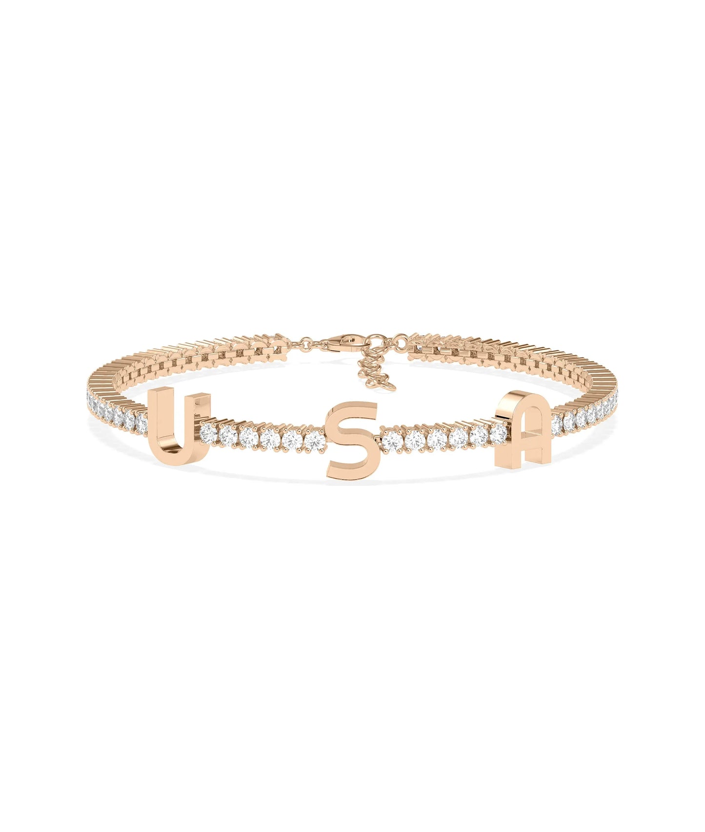 Diamond Tennis Bracelet with Gold Initials - 79e | Everyday 14K Gold Jewelry