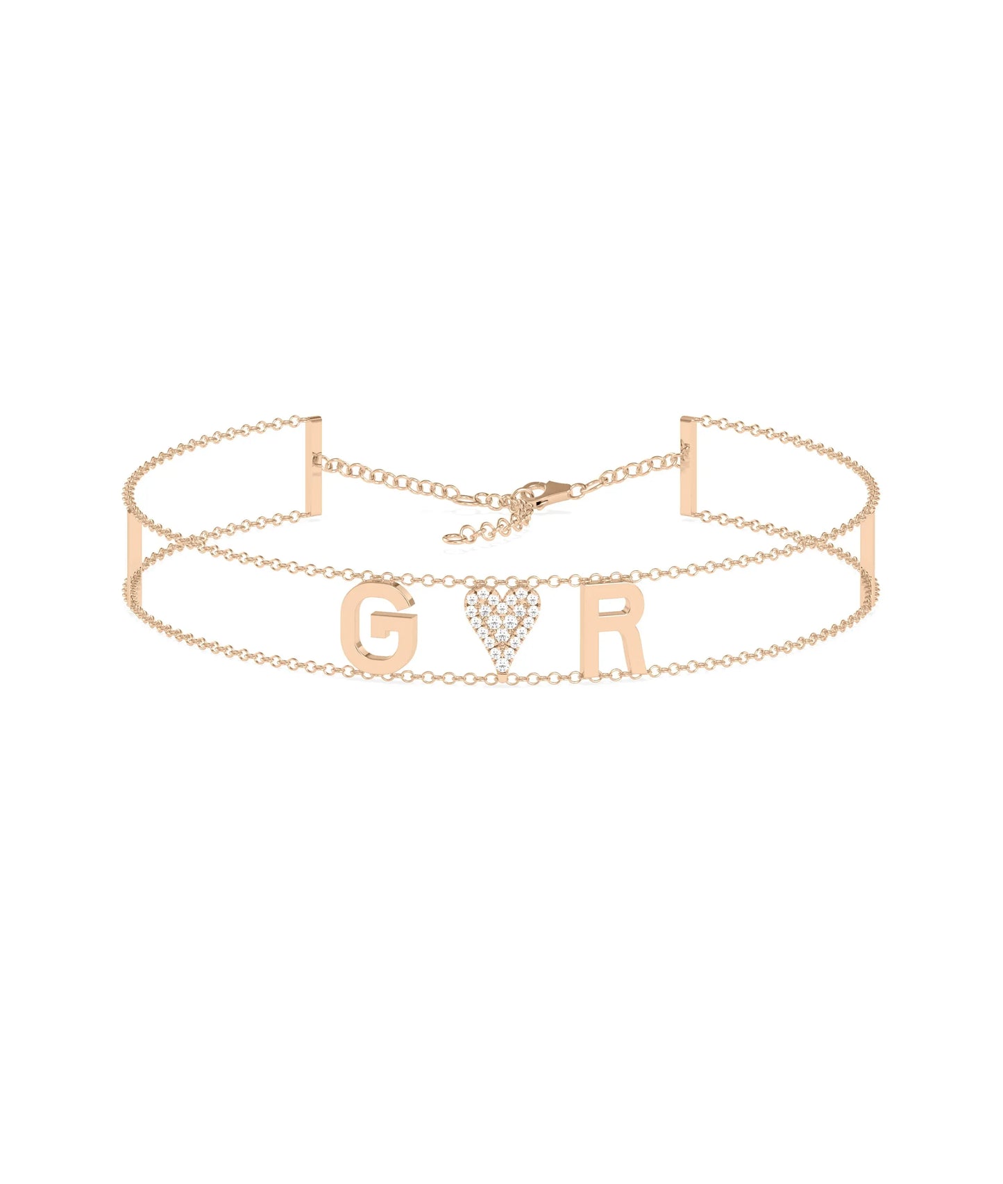 Diamond Initial Double Row Bracelet - 79e | Everyday 14K Gold Jewelry