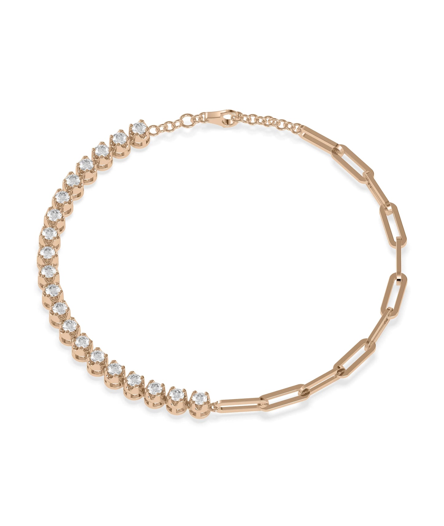Diamond Tennis and Paper Clip Bracelet - 79e | Everyday 14K Gold Jewelry