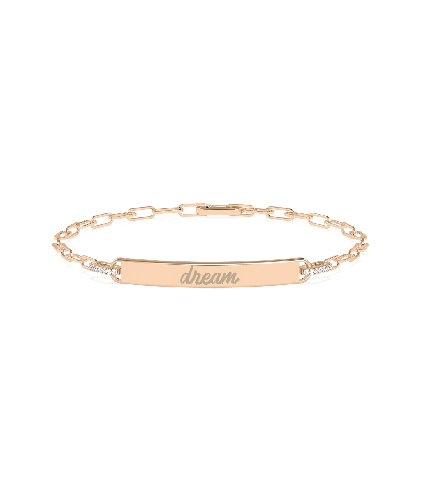 Personalize Bar Paper Clip Bracelet - 79e | Everyday 14K Gold Jewelry