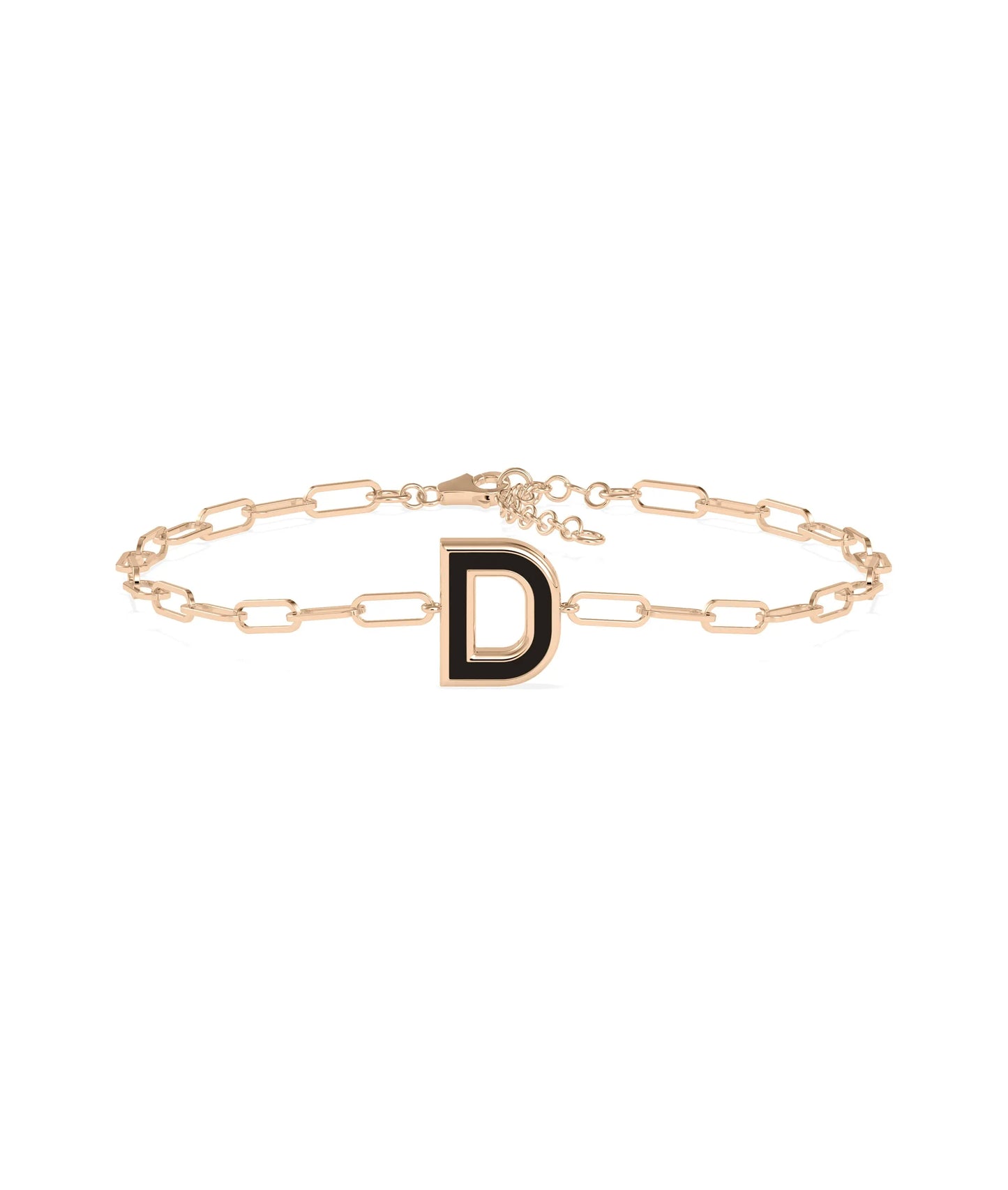 Enamel Initial Paper Clip Bracelet - 79e | Everyday 14K Gold Jewelry