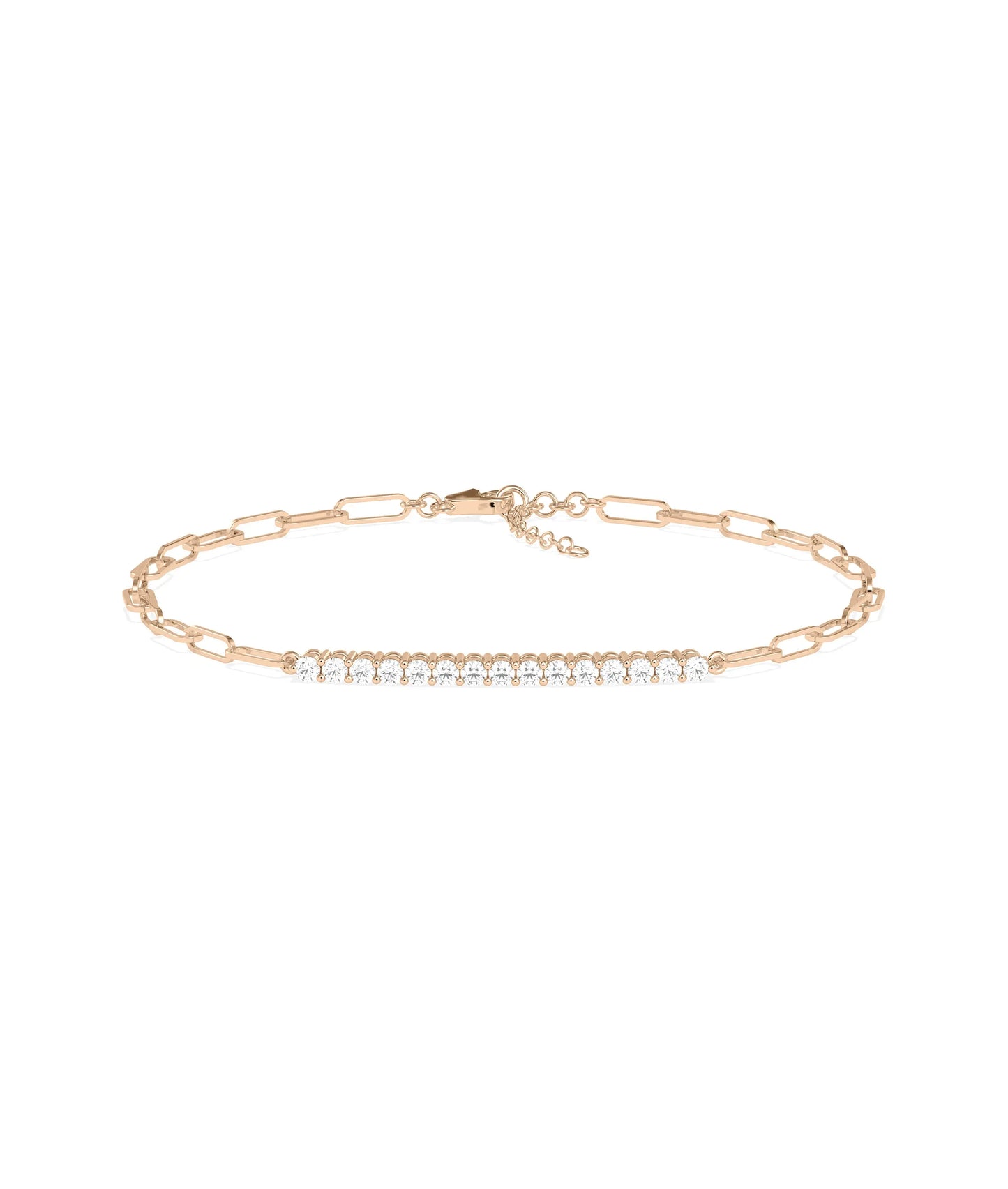 Diamond Line Paperclip Bracelet - 79e | Everyday 14K Gold Jewelry