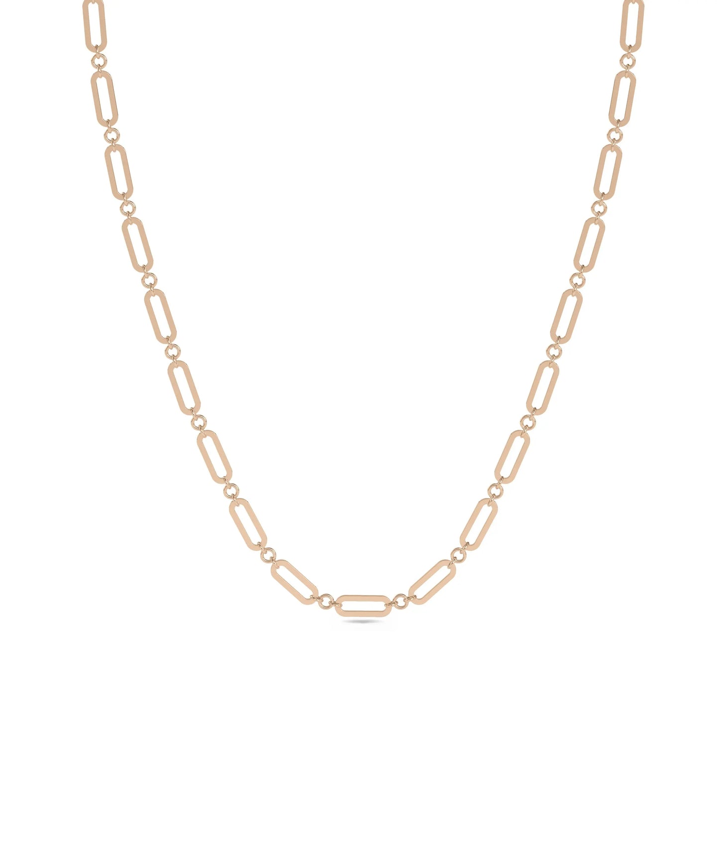 Rose gold Paper Clip Necklace featuring modern chain design with sparkling diamonds