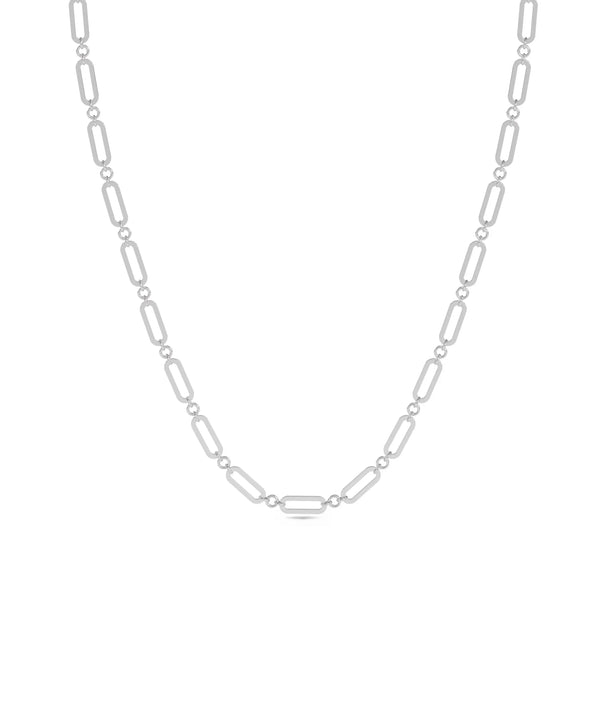 Paper Clip Necklace in white gold with diamond accents and contemporary link style alternate view