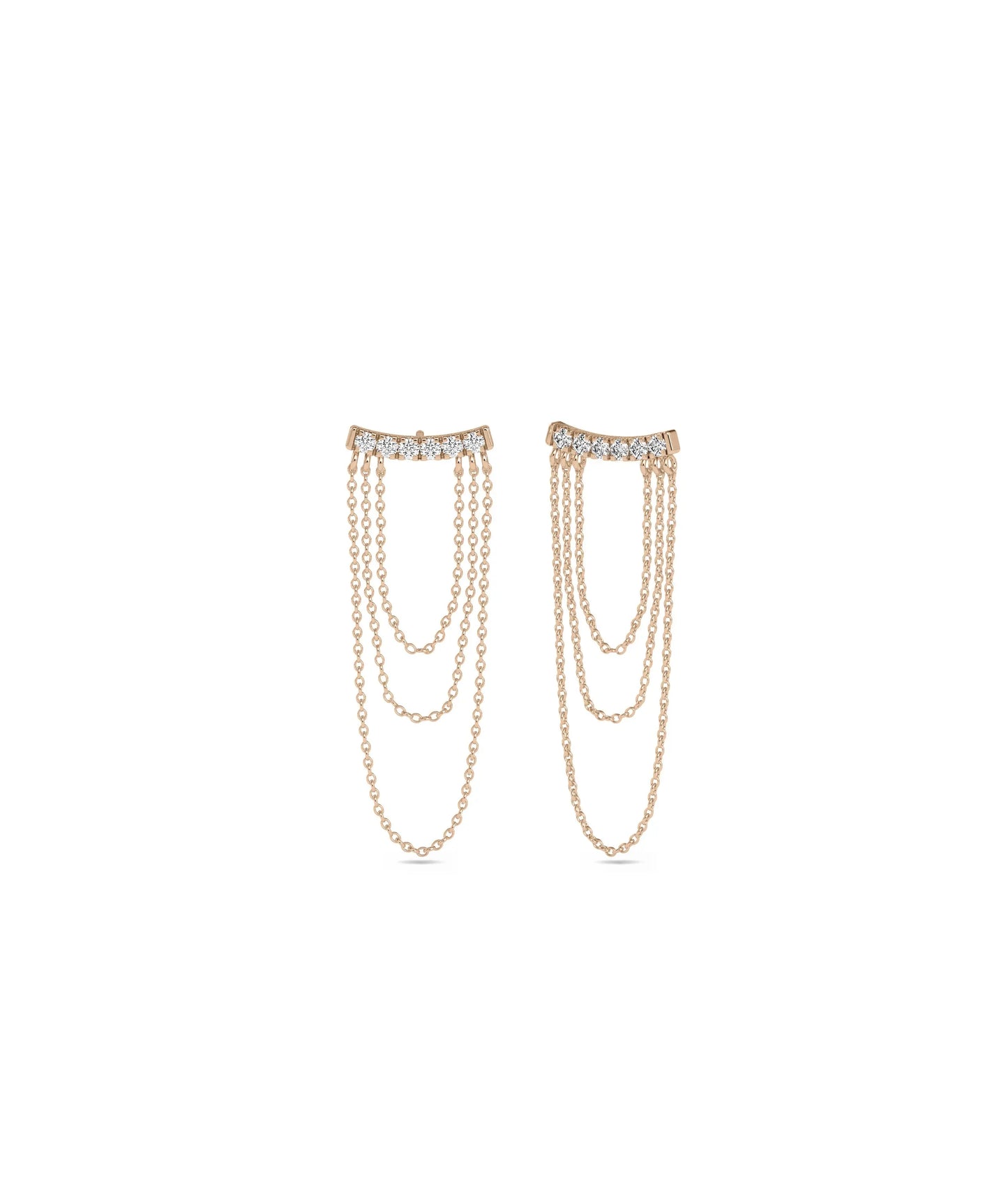 Diamond Pave Smile Cable Chain Dangle Earring - 79e | Everyday 14K Gold Jewelry