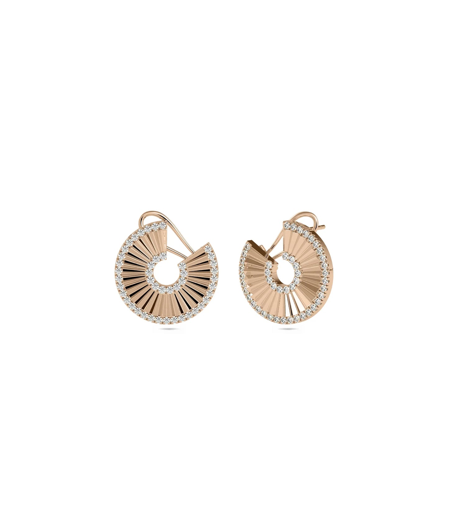 Diamond and Gold Fan Stud Earring - 79e | Everyday 14K Gold Jewelry
