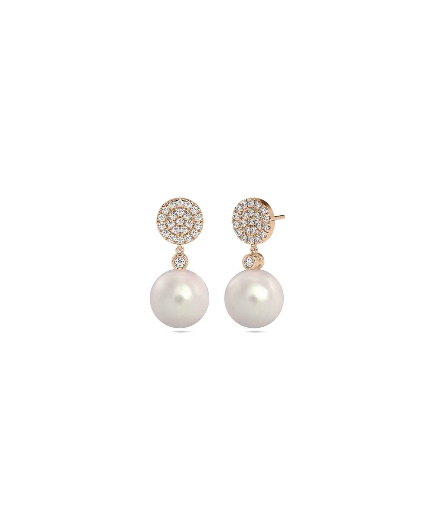 Diamond Pave Disc with Pearl Drop Earring - 79e | Everyday 14K Gold Jewelry