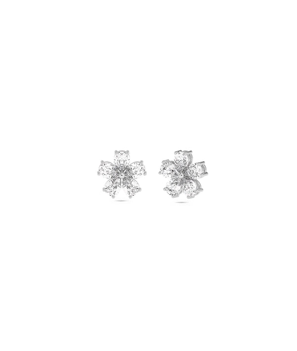 Diamond Flower Stud Earring - 79e | Everyday 14K Gold Jewelry alternate view