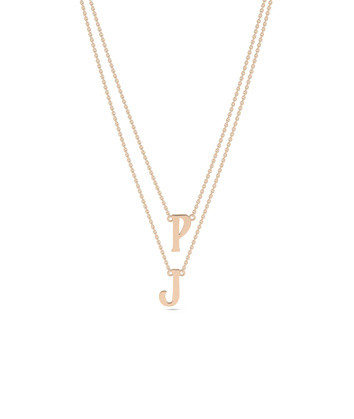 Rose gold Gold 2 Initial Layered Necklace with customized two-letter design
