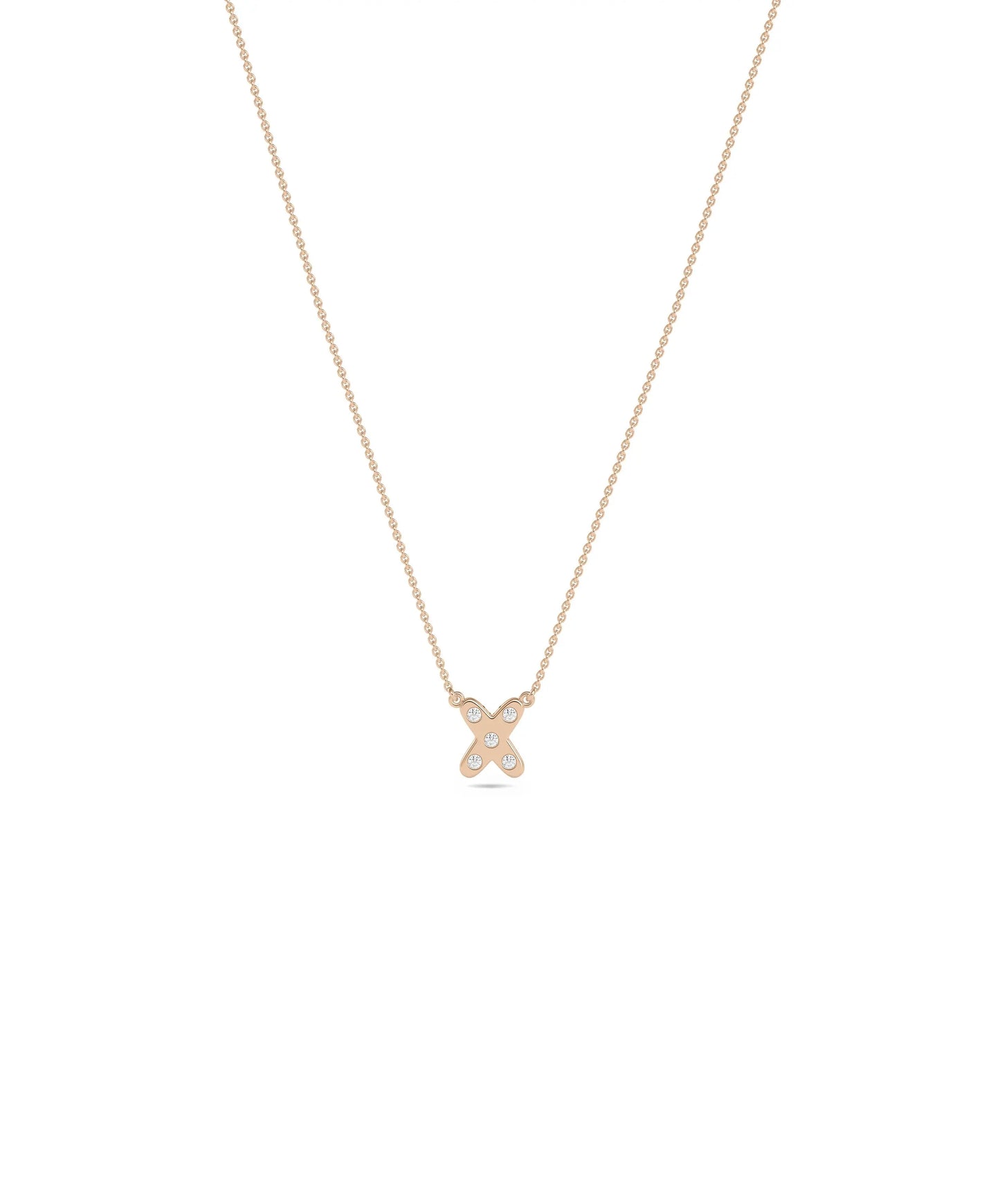 Diamond Bezel Set Bubble Initial Necklace in rose gold whimsical
