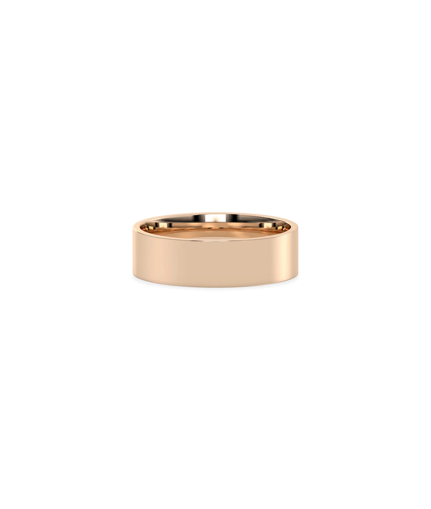Rose gold wedding band featuring timeless flat design for couples