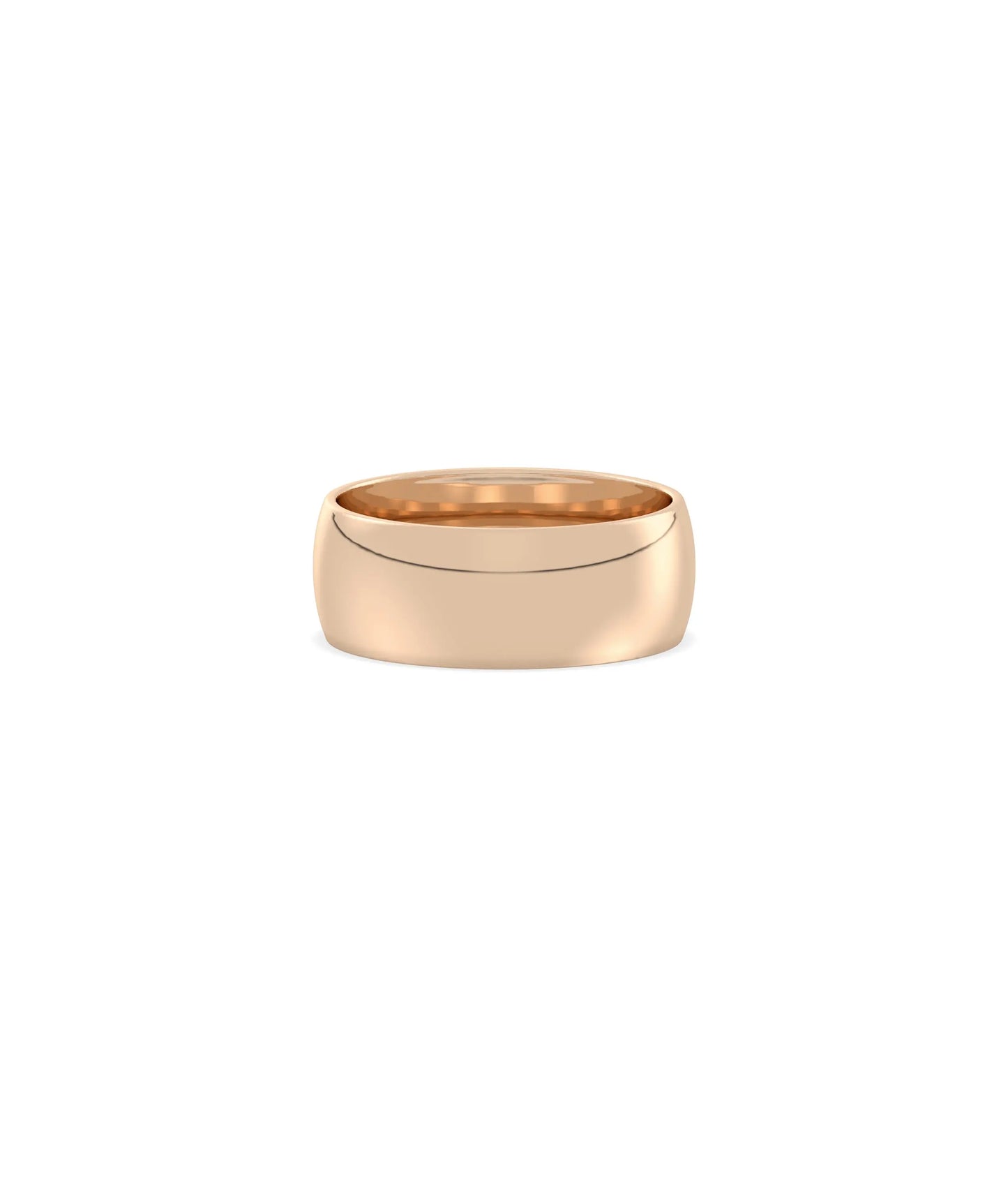 Rose gold Curve Dome Band Ring with traditional dome shape and curved interior