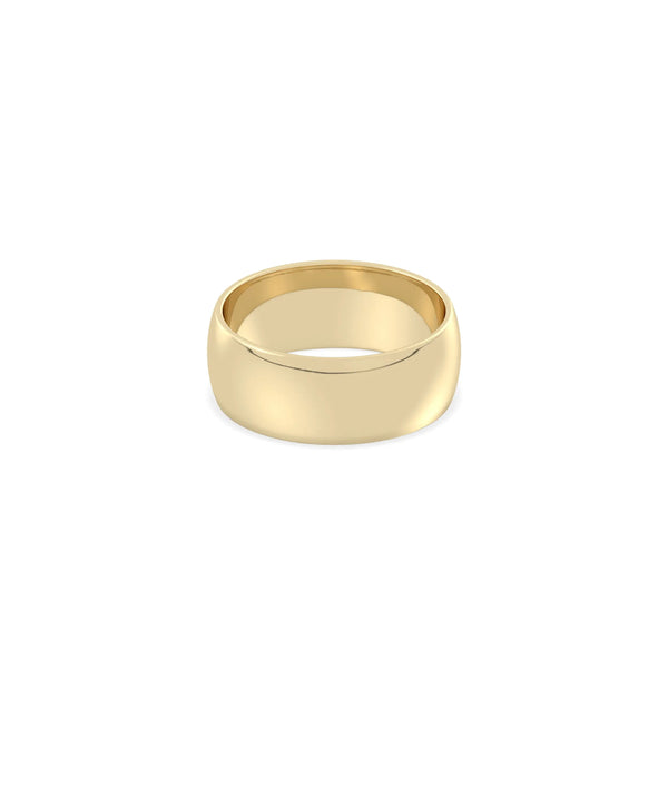 Side view Curve Dome Band Ring showing domed exterior and curved interior design alternate view