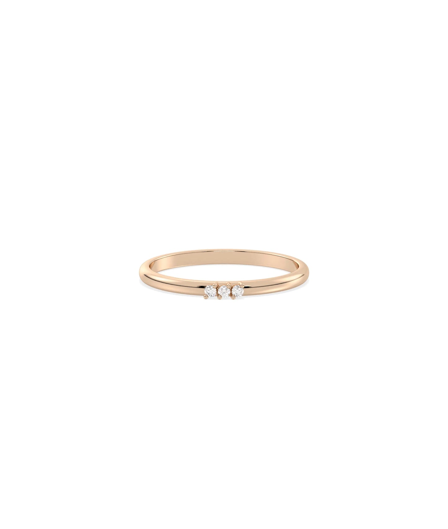 3 Stone Diamond Band Ring - 79e | Everyday 14K Gold Jewelry