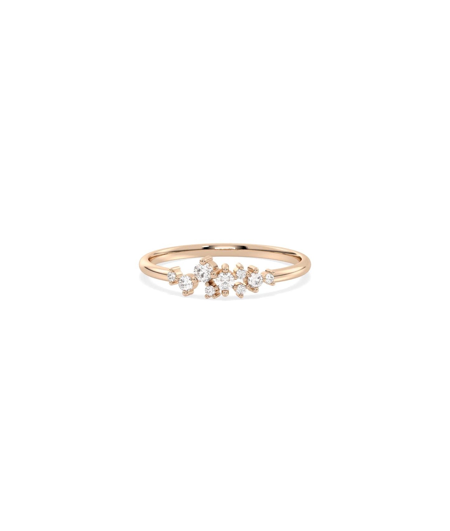 Rose gold Diamond Cluster Band Ring with elegant multiple diamond cluster arrangement