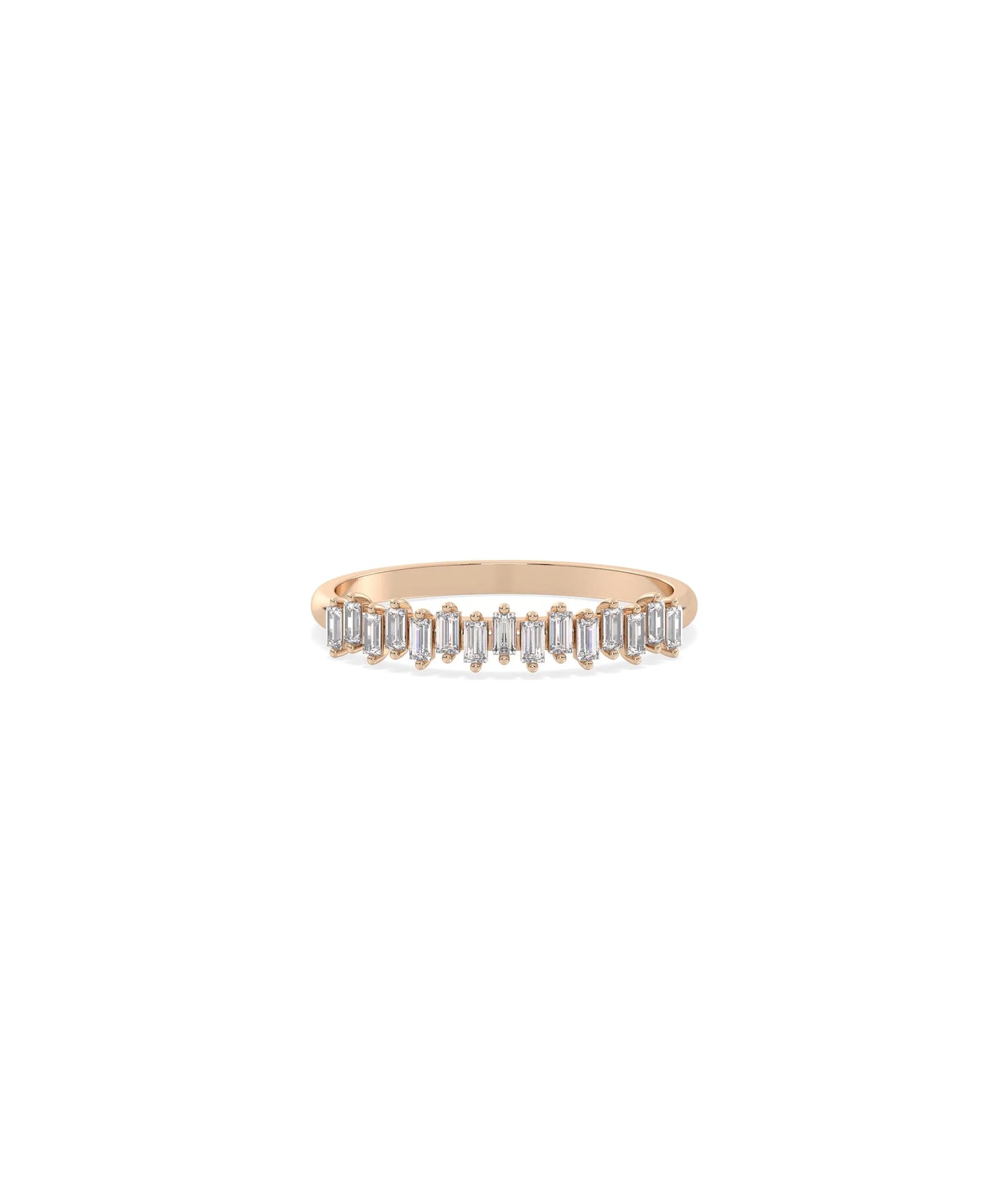 Rose gold Diamond Baguette Band Ring with elegant Art Deco baguette diamonds