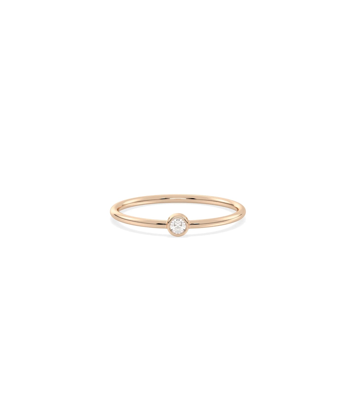 Diamond Solitaire Stackable Ring - 79e | Everyday 14K Gold Jewelry