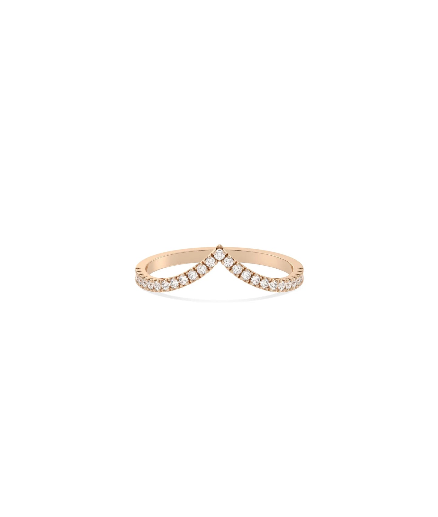 Rose gold Diamond Chevron Band Ring with directional V-shaped diamond sparkle