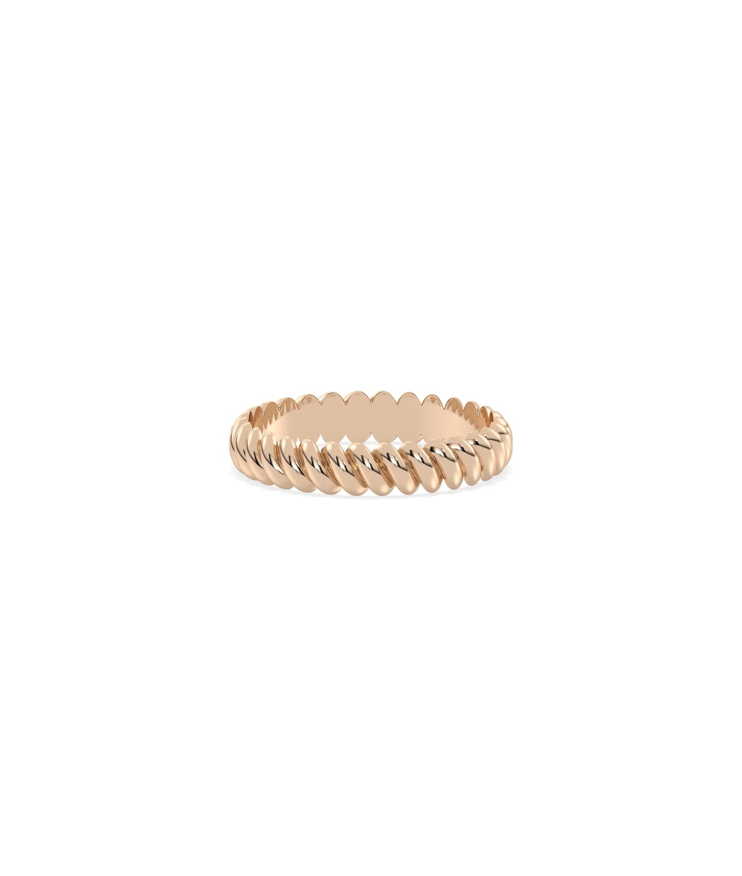 Rose gold 4 mm Wide Gold Twist Band Ring with timeless twisted rope and flowing texture