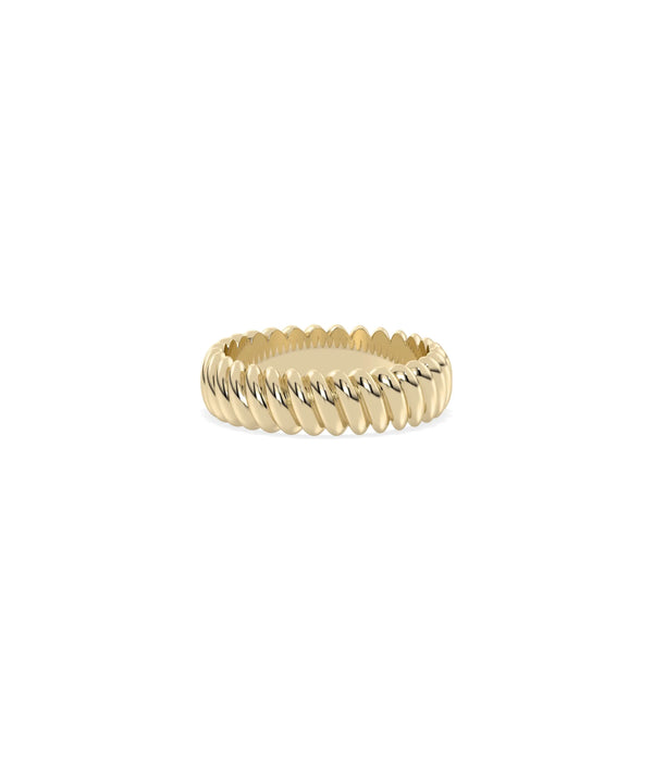 Gold Twist Band Ring in yellow gold with classic twisted rope spiral pattern