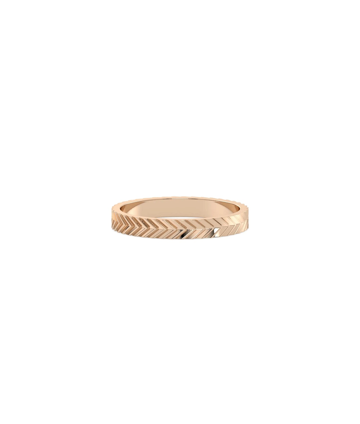 Rose gold Gold Diamond Cut Chevron Band Ring with brilliant diamond-cut and angular geometry