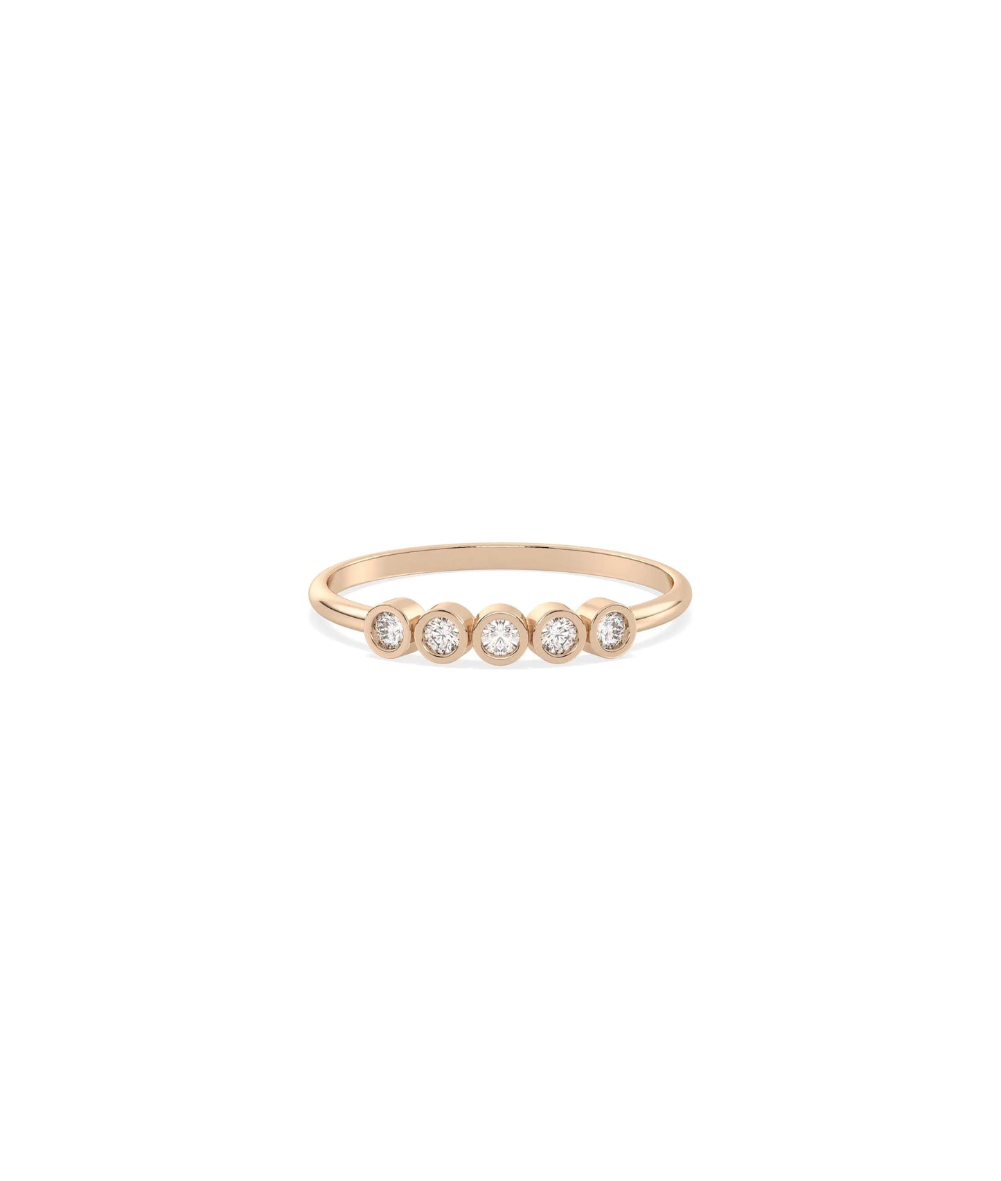 5 Stone Bezel Diamond Band Ring - 79e | Everyday 14K Gold Jewelry