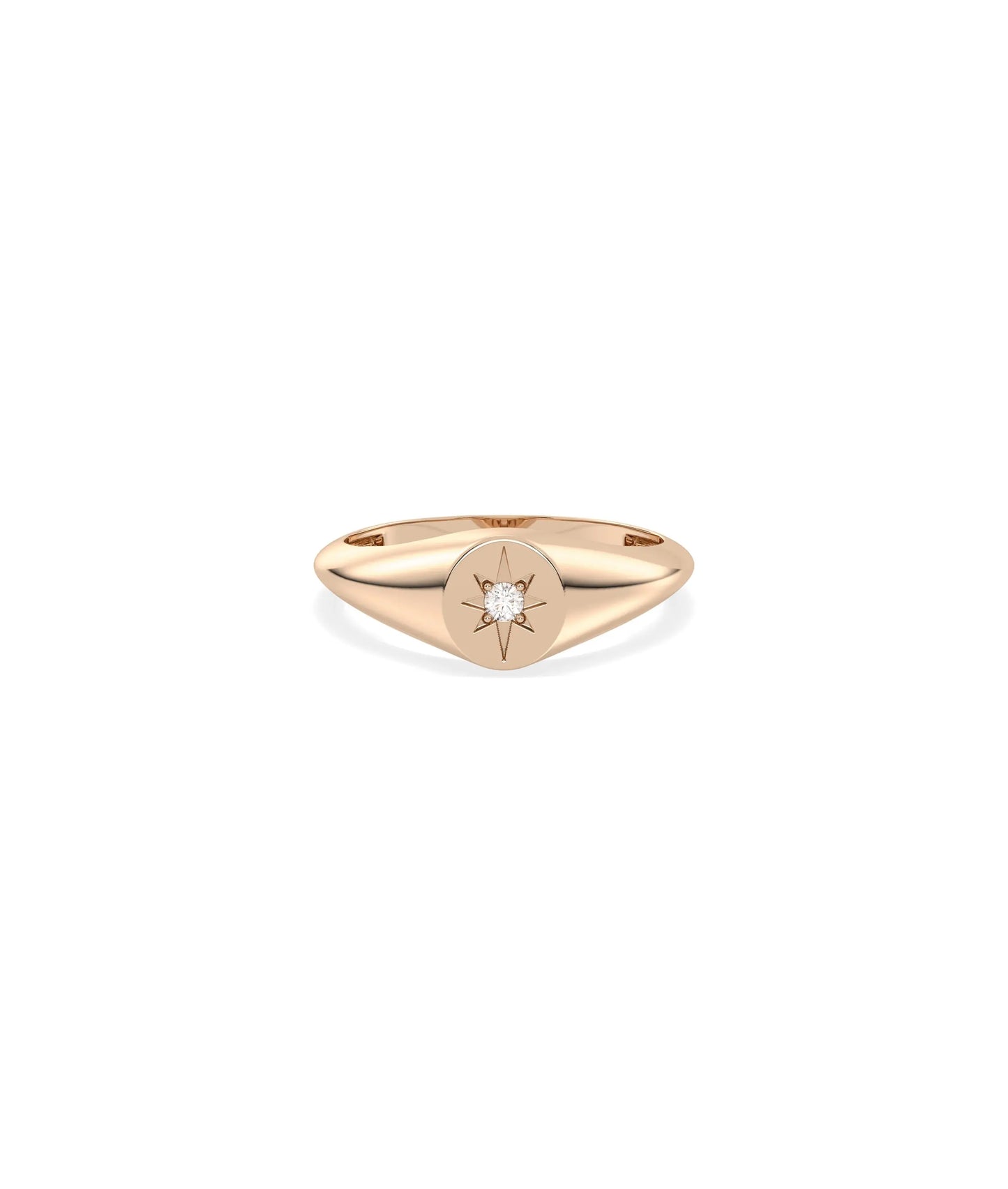 Rose gold Diamond Star Burst Signet Ring with astronomical-inspired starburst motif