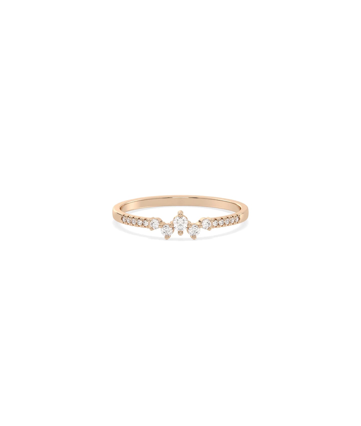 Diamond Cluster Band Ring | Wedding Ring - 79e | Everyday 14K Gold Jewelry