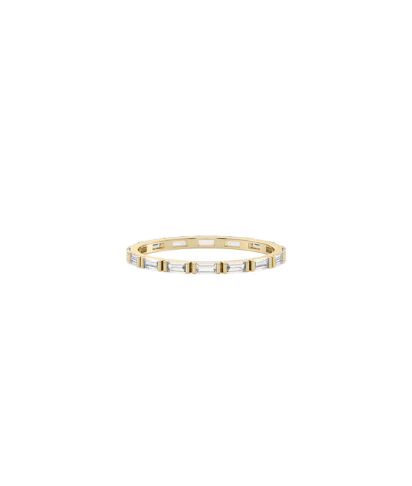 Diamond Baguette Eternity Band Ring yellow gold showcasing rectangular step-cut stones