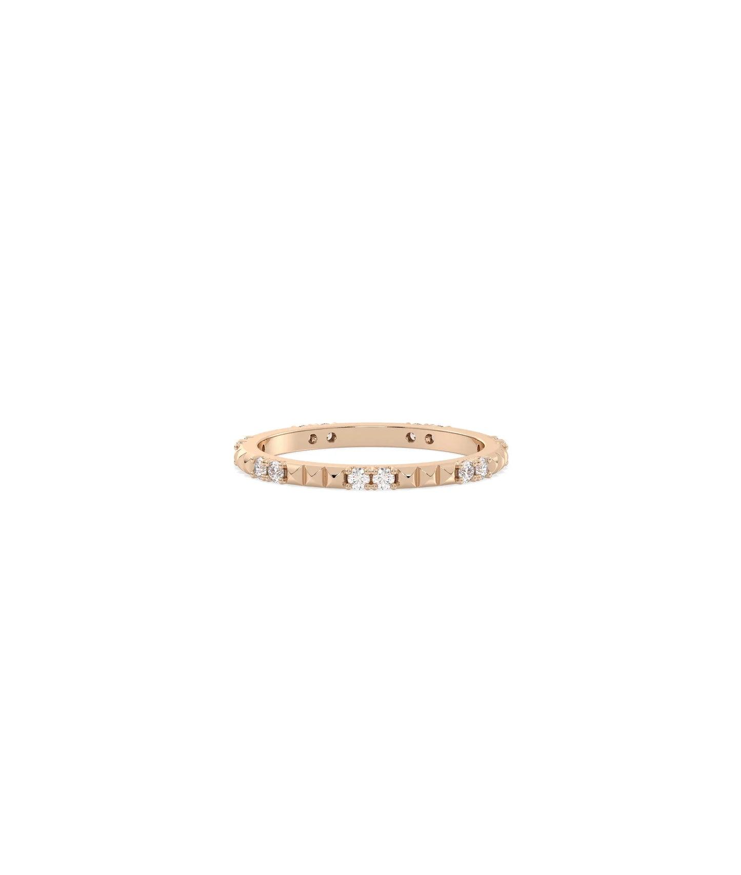 Diamond and Pyramid Station Eternity Band Ring - 79e | Everyday 14K Gold Jewelry
