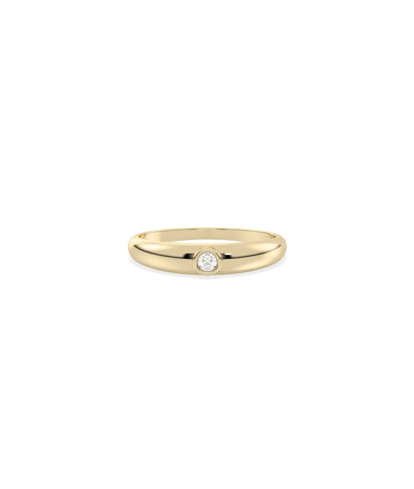 Diamond Solitaire Band Ring in yellow gold with single diamond and wide 4.50mm band