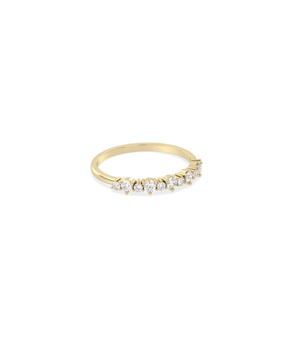 Side profile Diamond Cluster Band Ring showing delicate width and cluster dimension alternate view