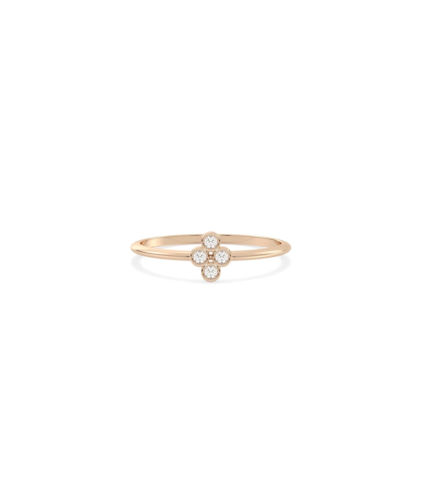 Bezel Set Clover Band Ring - 79e | Everyday 14K Gold Jewelry
